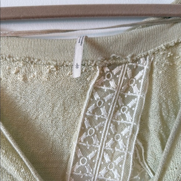 FREE PEOPLE Pebble Dash Envelope Open Back Top Lace Trim Flowy Striped Knit​ - Picture 6 of 7